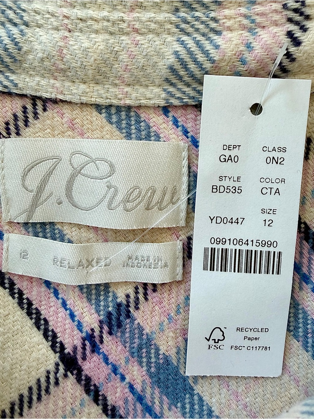 NWT J. Crew Lavender Plaid Pearl Snap Relaxed Shirt Shacket Women’s Size 12 / L - Picture 2 of 16